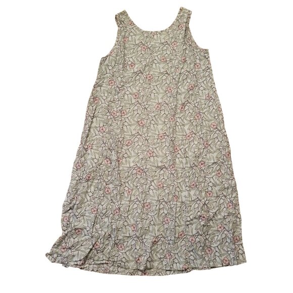 Flax 2 Piece Floral Sleeveless Maxi Dress Button Down Jacket 1G Linen 18 20 - Picture 5 of 9